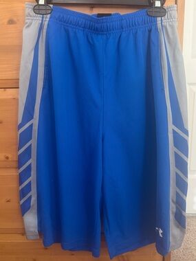 Youth XL Under Armour Blue Athletic Shorts with Gray Side Panels